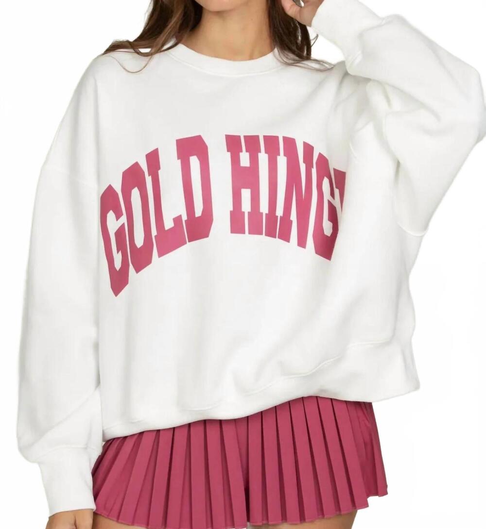 NEW GOLD HINGE wide arm sweatshirt in white raspberry